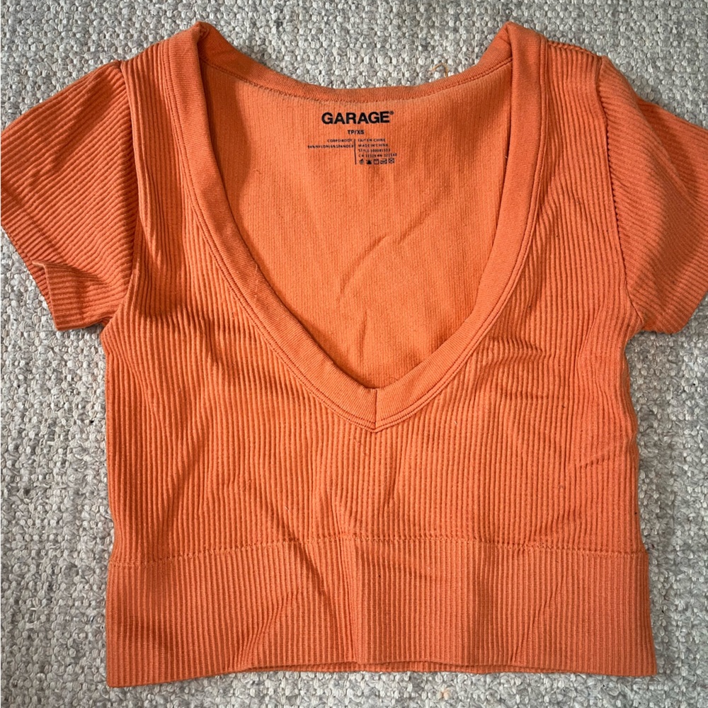 Garage cropped v-neck top